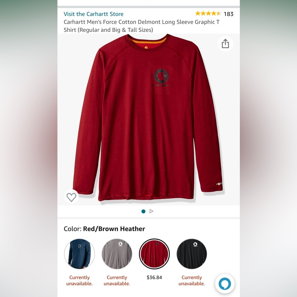 Carhartt Men's Force Cotton Delmont Long Sleeve Graphic T Shirt